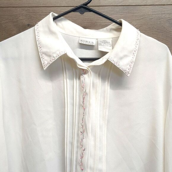 Koret Embroidered Button Blouse Business Casual Women's Plus Size 18 Petite - Picture 2 of 9